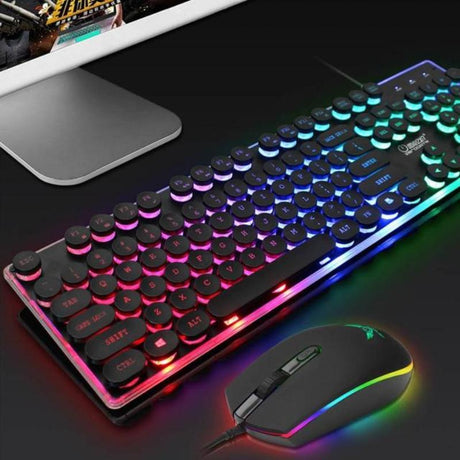 Dragon LED Backlight Gaming USB Wired Keyboard Mouse Set - LuxNovaHub 