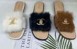 Women's Fashion Design Fur Slide Sandals - LuxNovaHub 