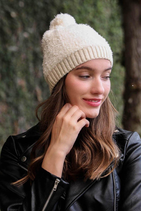 Soft Furry Pom Knit Beanie - LuxNovaHub 