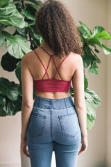 Strappy Back Geometric Lace Bralette - LuxNovaHub 