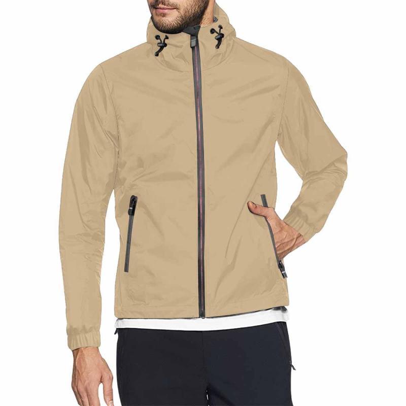 Tan Brown Hooded Windbreaker Jacket - LuxNovaHub 