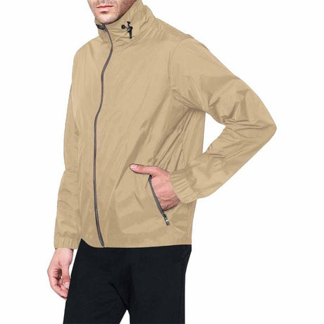 Tan Brown Hooded Windbreaker Jacket - LuxNovaHub 