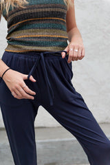 DT Shelby Tie-ankle pants in Navy - LuxNovaHub 