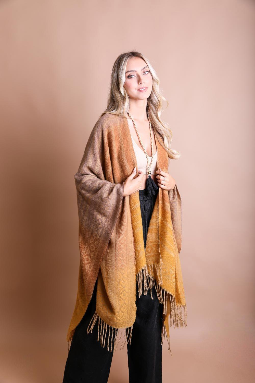 Bohemian Style Color Blend Tassel Serape - LuxNovaHub 