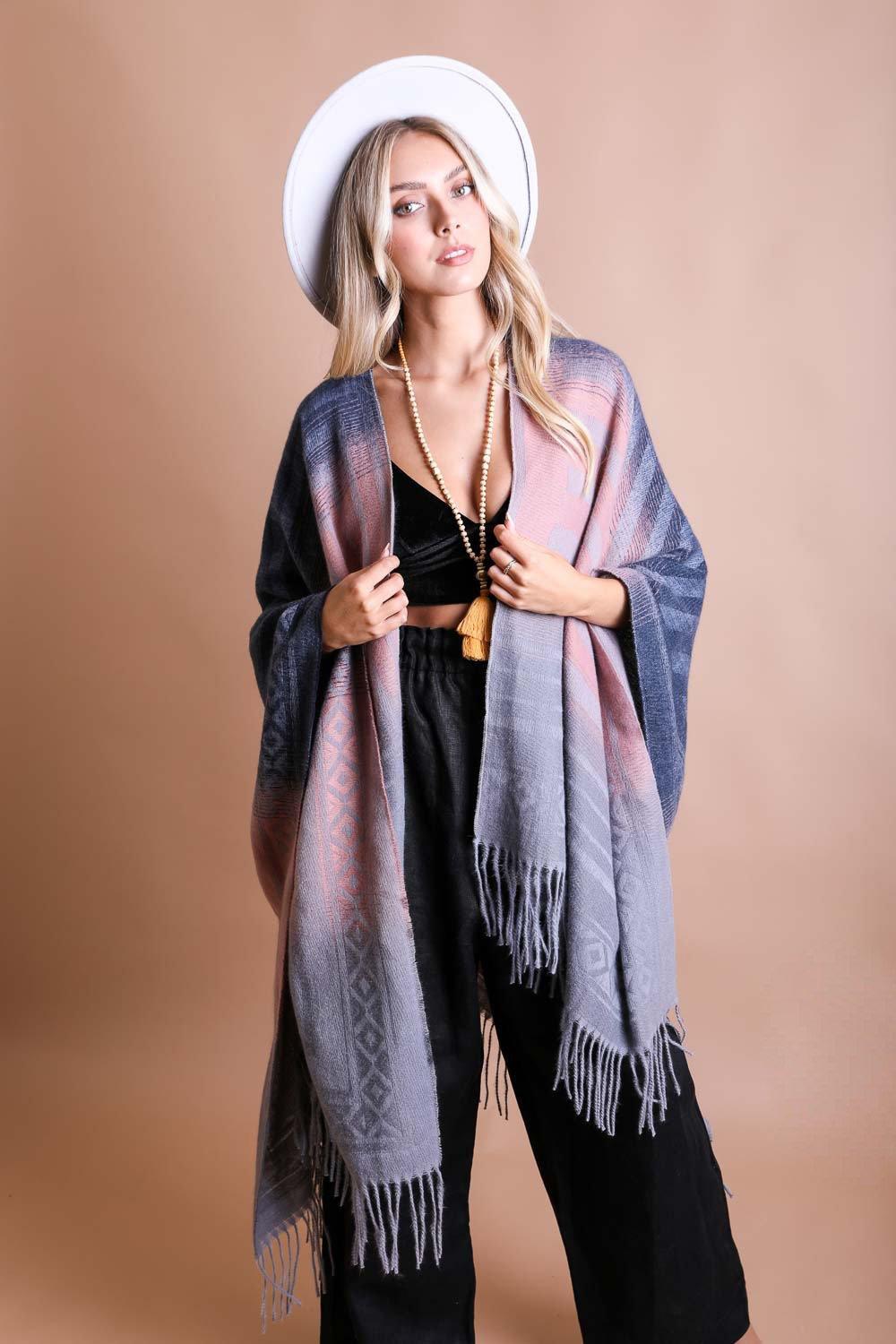 Bohemian Style Color Blend Tassel Serape - LuxNovaHub 