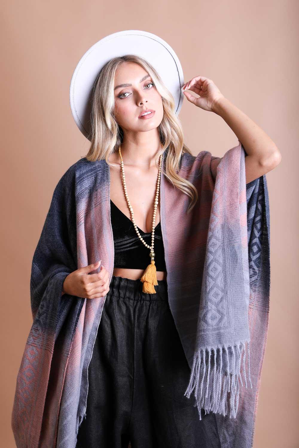 Bohemian Style Color Blend Tassel Serape - LuxNovaHub 