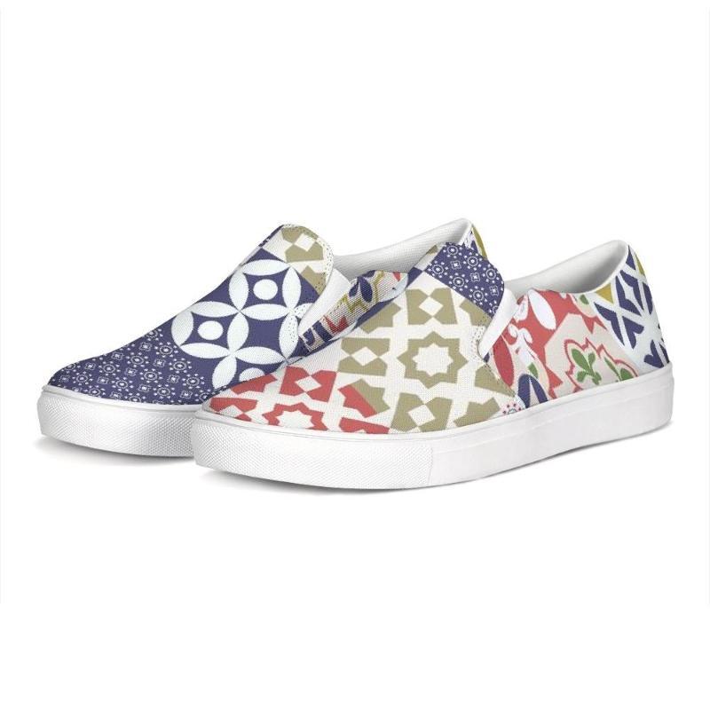 Multicolor Patch Style Low Top Slip-on Canvas Shoes - LuxNovaHub 